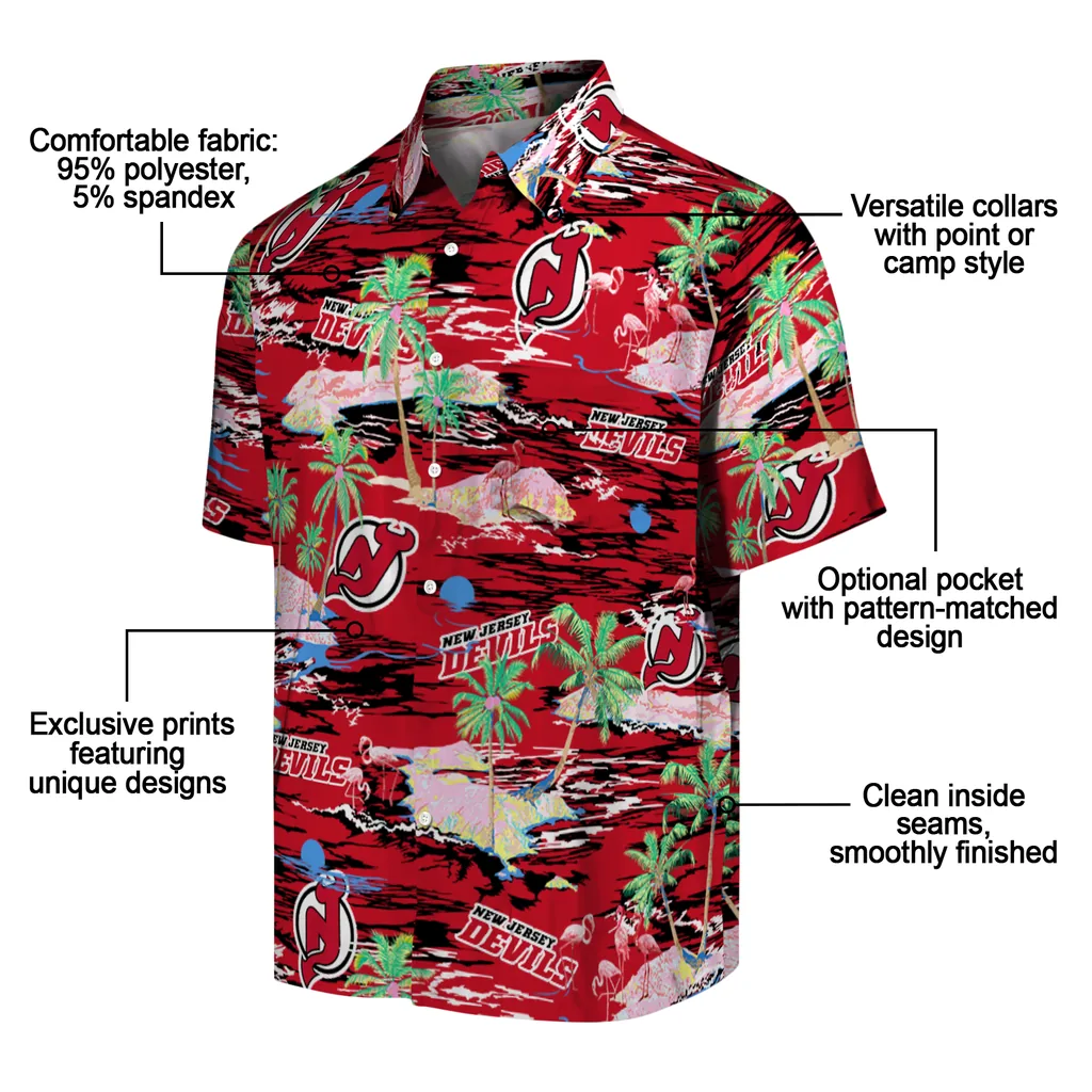 New Jersey Devils Hawaiian Shirt - Hawaii Island new jersey devils flamingo retreat red hawaiian shirts new arrival