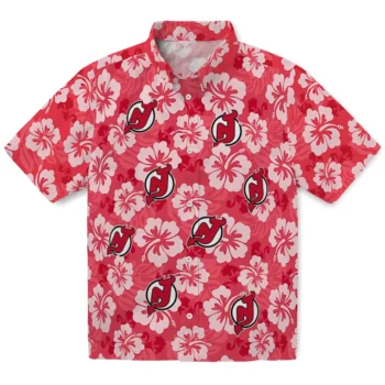 new jersey devils hibiscus cluster red hawaiian shirts best selling