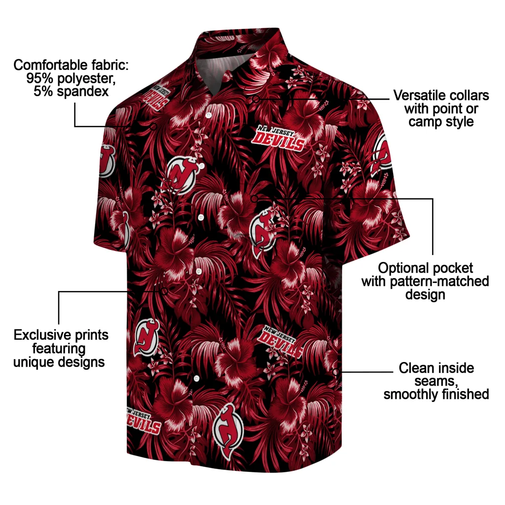 New Jersey Devils Hawaiian Shirt - Hibiscus Exotic new jersey devils hibiscus exotic red hawaiian shirts new arrival