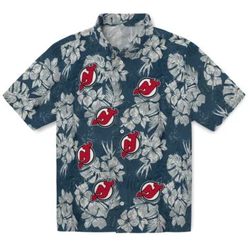 new jersey devils hibiscus flowers navy blue hawaiian shirts best selling