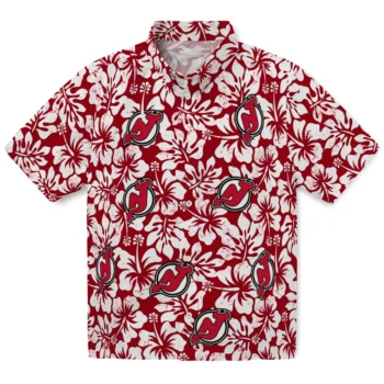 new jersey devils hibiscus motif red white hawaiian shirts best selling