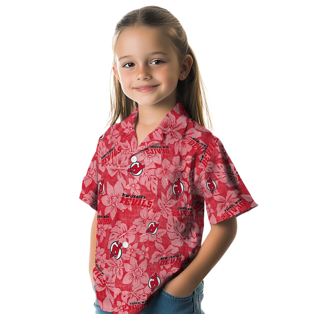 New Jersey Devils Hawaiian Shirt - Hibiscus Oasis new jersey devils hibiscus oasis red hawaiian shirts premium grade