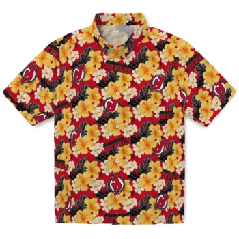 new jersey devils hibiscus tropics red yellow hawaiian shirts best selling