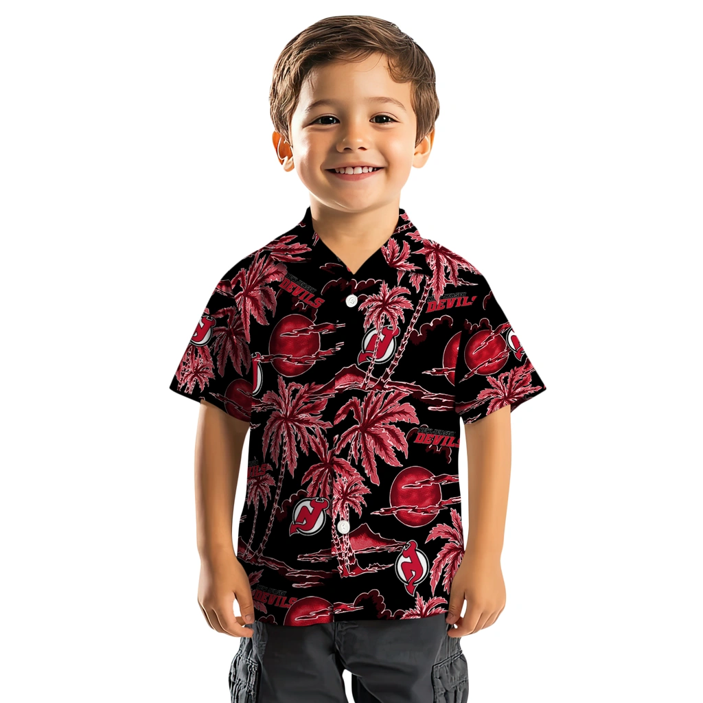 New Jersey Devils Hawaiian Shirt - Palm Sunset new jersey devils palm sunset hawaiian shirts top rated