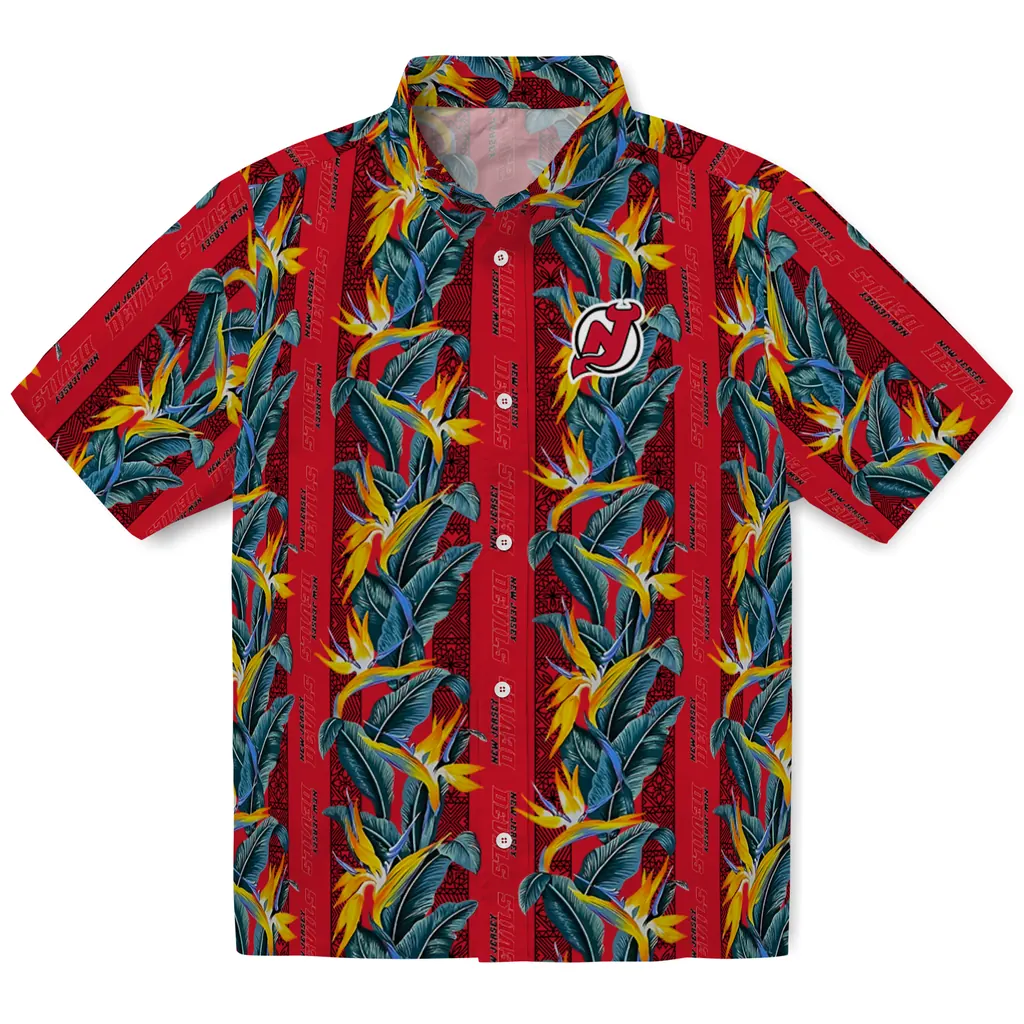 New Jersey Devils Hawaiian Shirt - Paradise Vines new jersey devils paradise vines red hawaiian shirts best selling