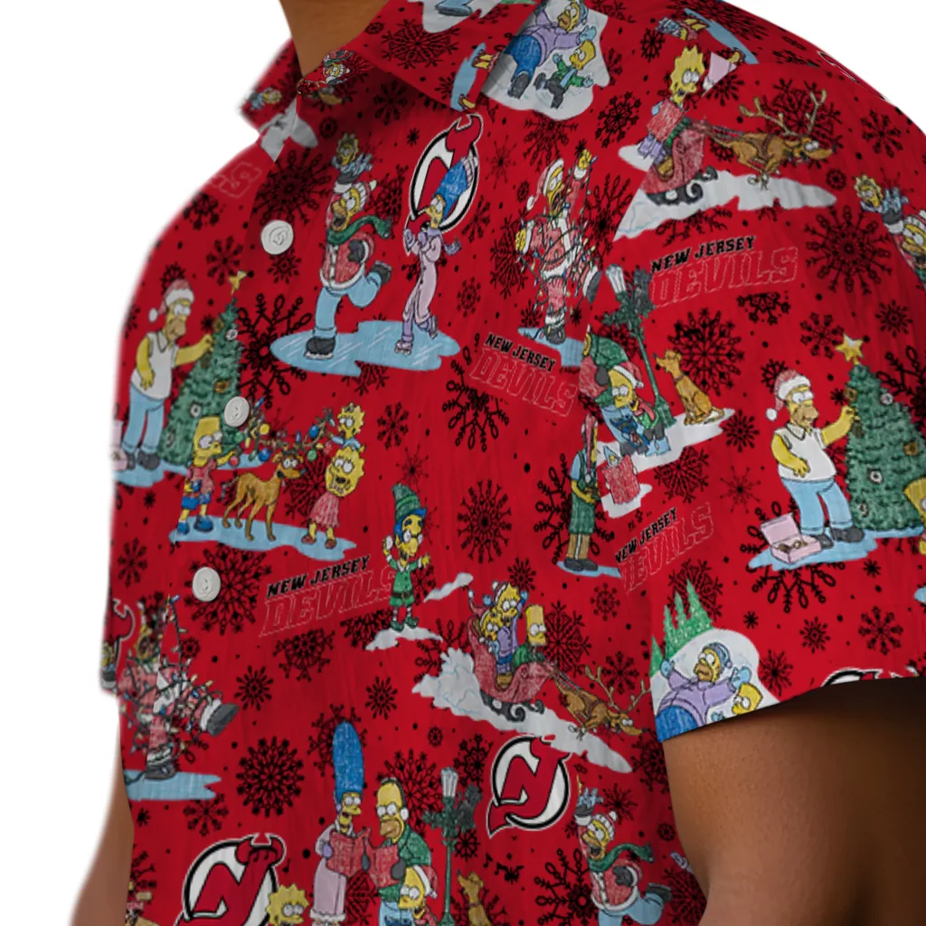 New Jersey Devils Hawaiian Shirt - Simpsons Christmas new jersey devils simpsons christmas red hawaiian shirts trendy