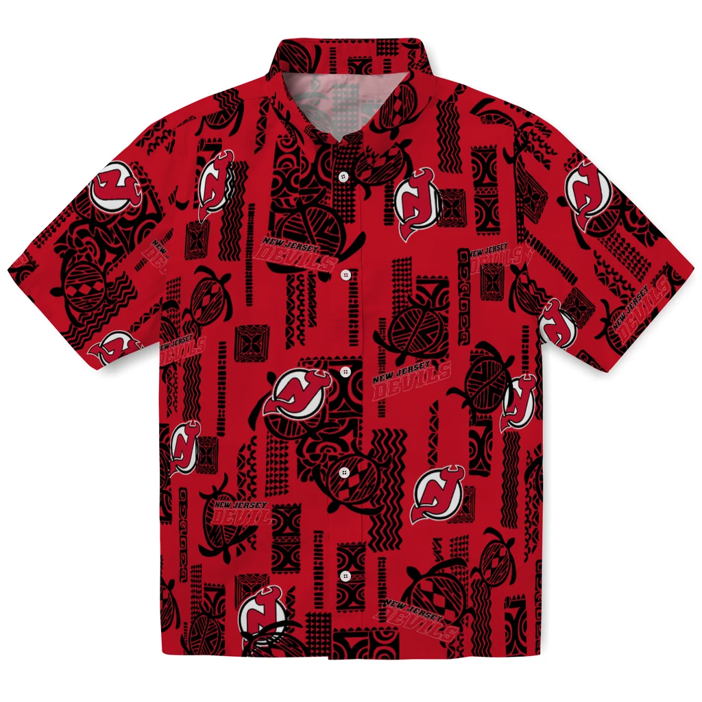 New Jersey Devils Hawaiian Shirt - Turtle Lines new jersey devils turtle lines red hawaiian shirts best selling