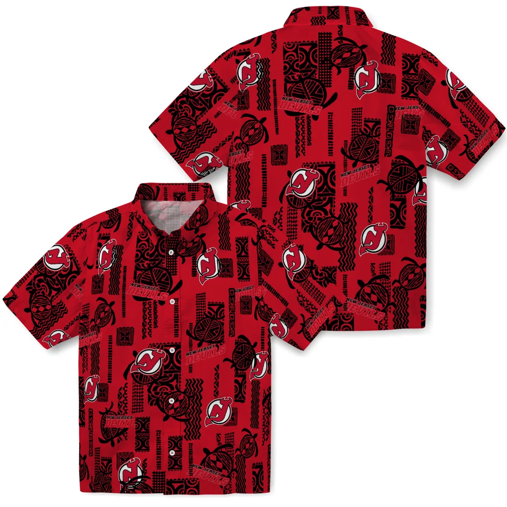 New Jersey Devils Hawaiian Shirt - Turtle Lines new jersey devils turtle lines red hawaiian shirts high quality