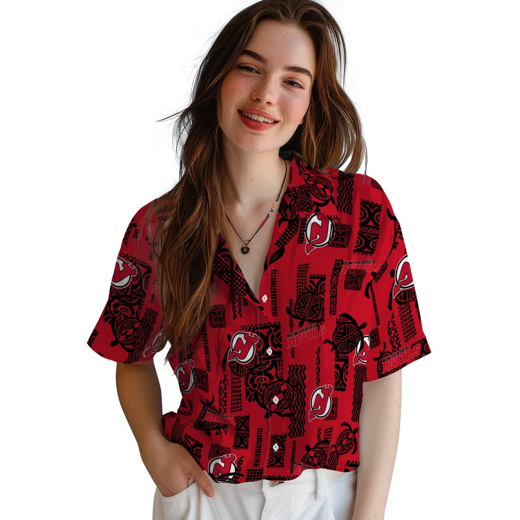 New Jersey Devils Hawaiian Shirt - Turtle Lines new jersey devils turtle lines red hawaiian shirts latest model