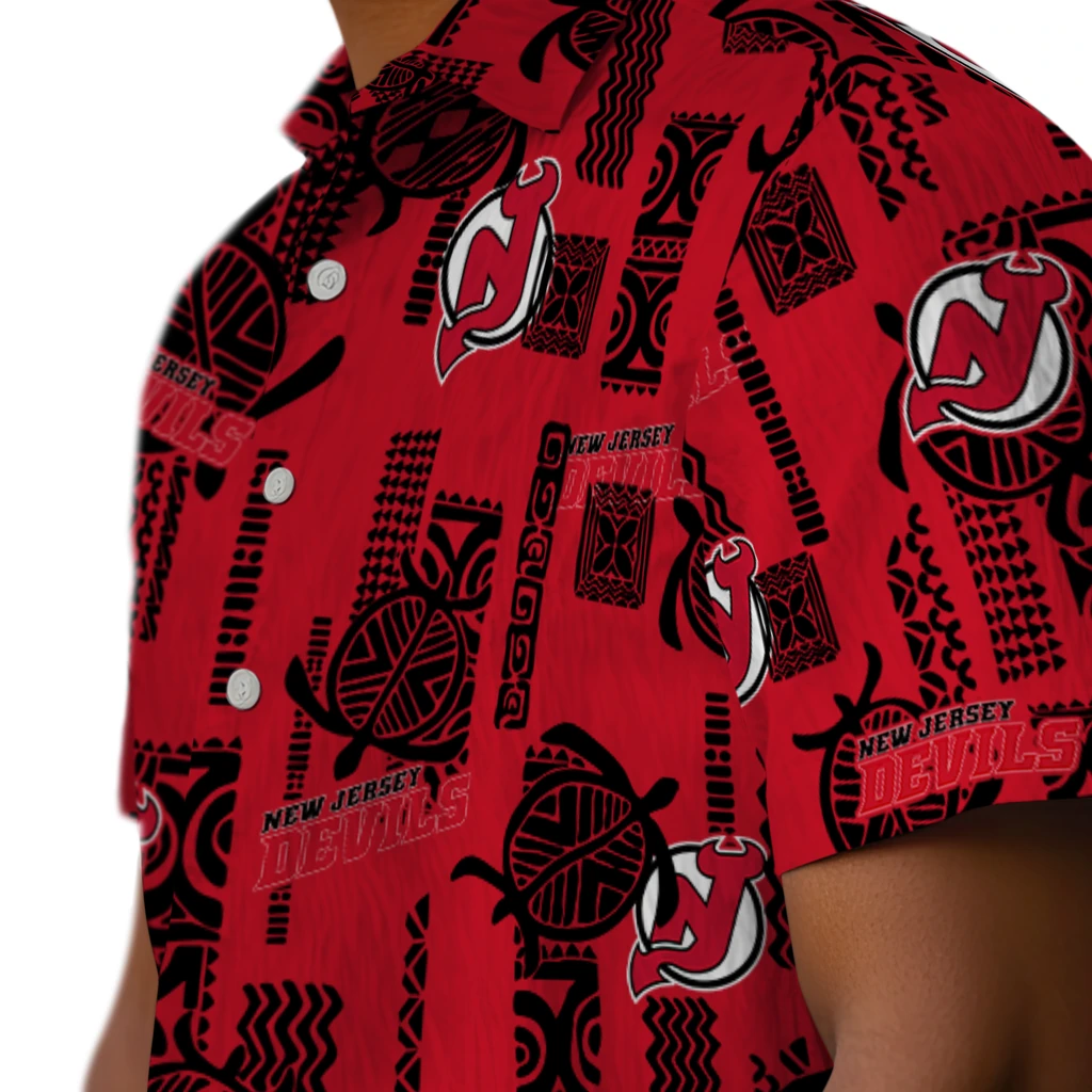 New Jersey Devils Hawaiian Shirt - Turtle Lines new jersey devils turtle lines red hawaiian shirts trendy