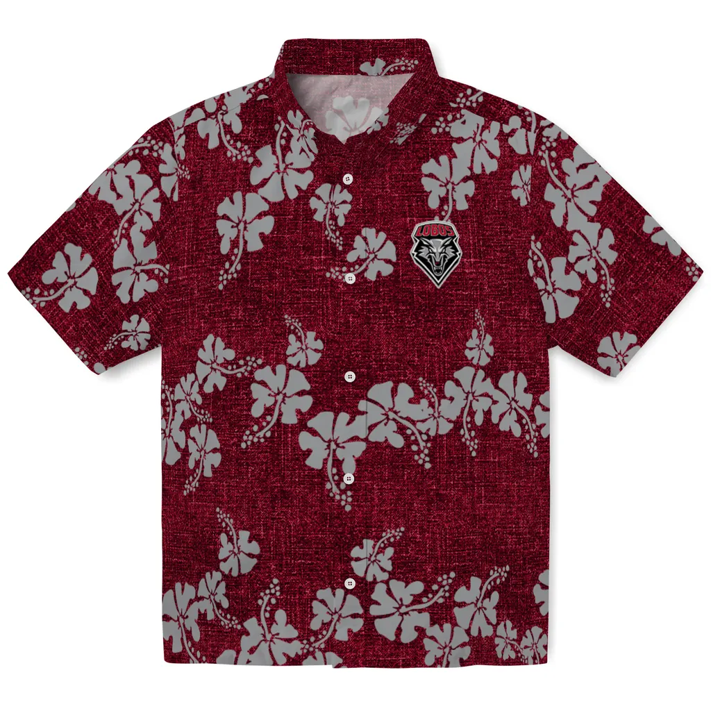 New Mexico Lobos Hawaiian Shirt - 50th State Flower new mexico lobos hibiscus petals red hawaiian shirts best selling