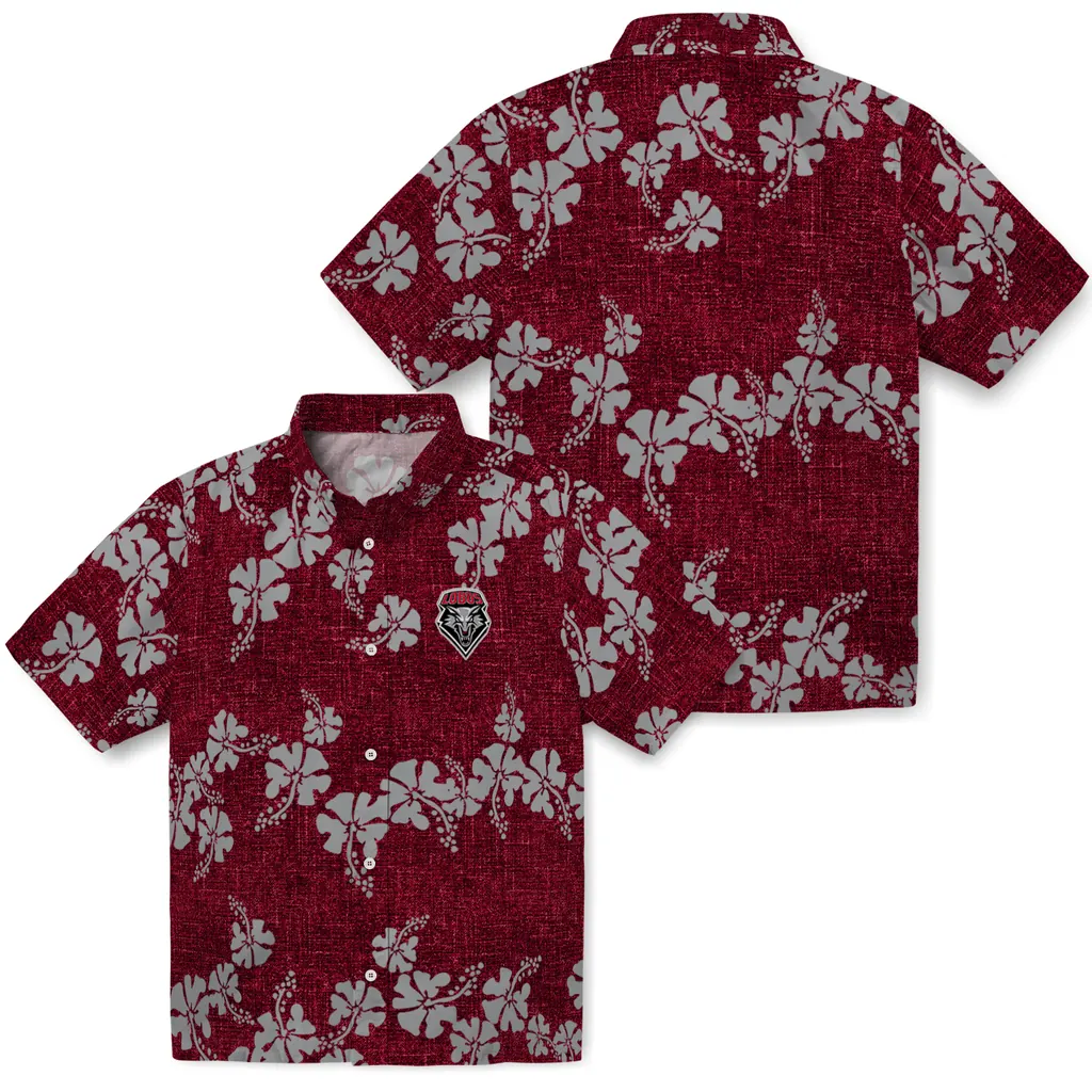 New Mexico Lobos Hawaiian Shirt - 50th State Flower new mexico lobos hibiscus petals red hawaiian shirts high quality