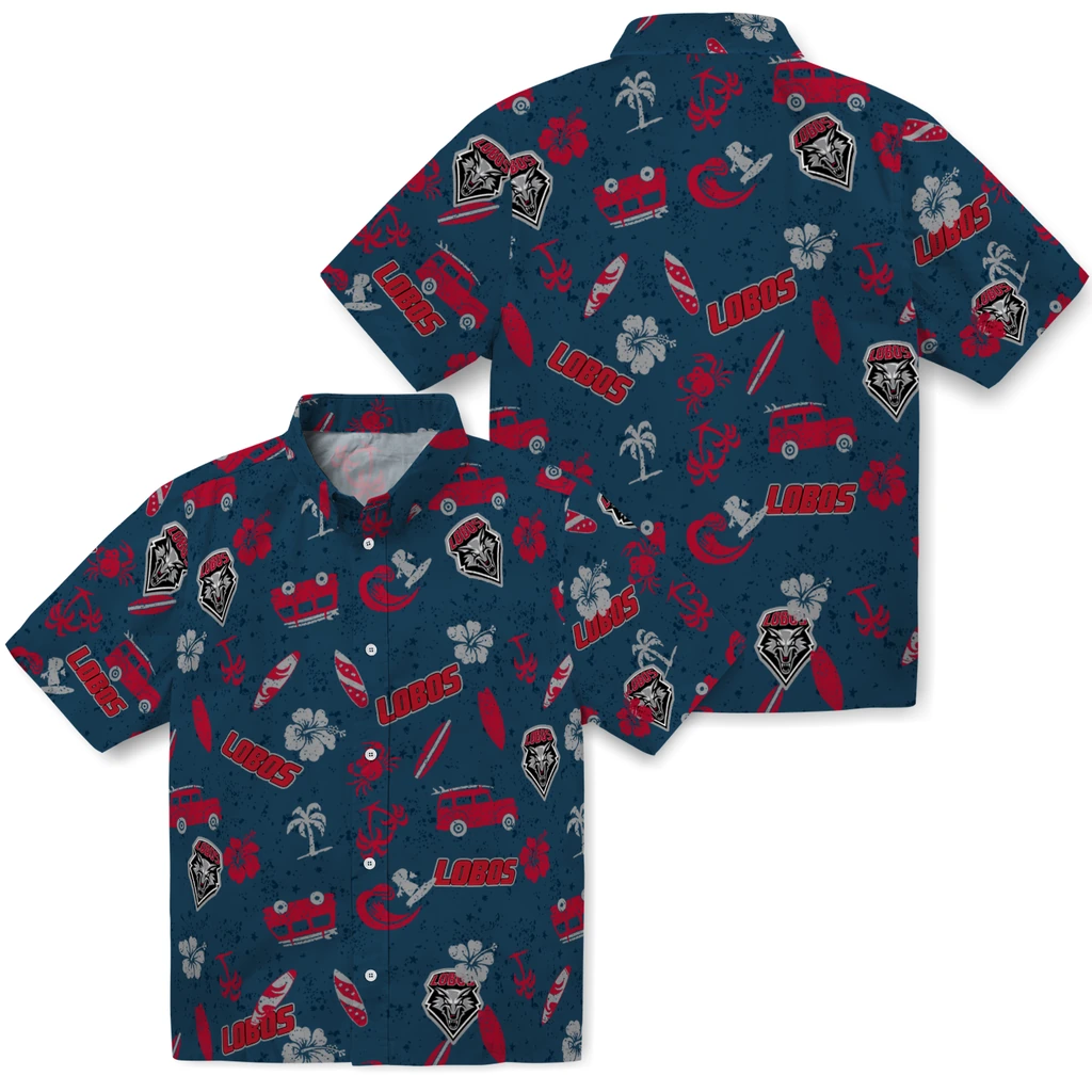 New Mexico Lobos Hawaiian Shirt - Beach Vibe new mexico lobos beach vibe navy hawaiian shirts high quality
