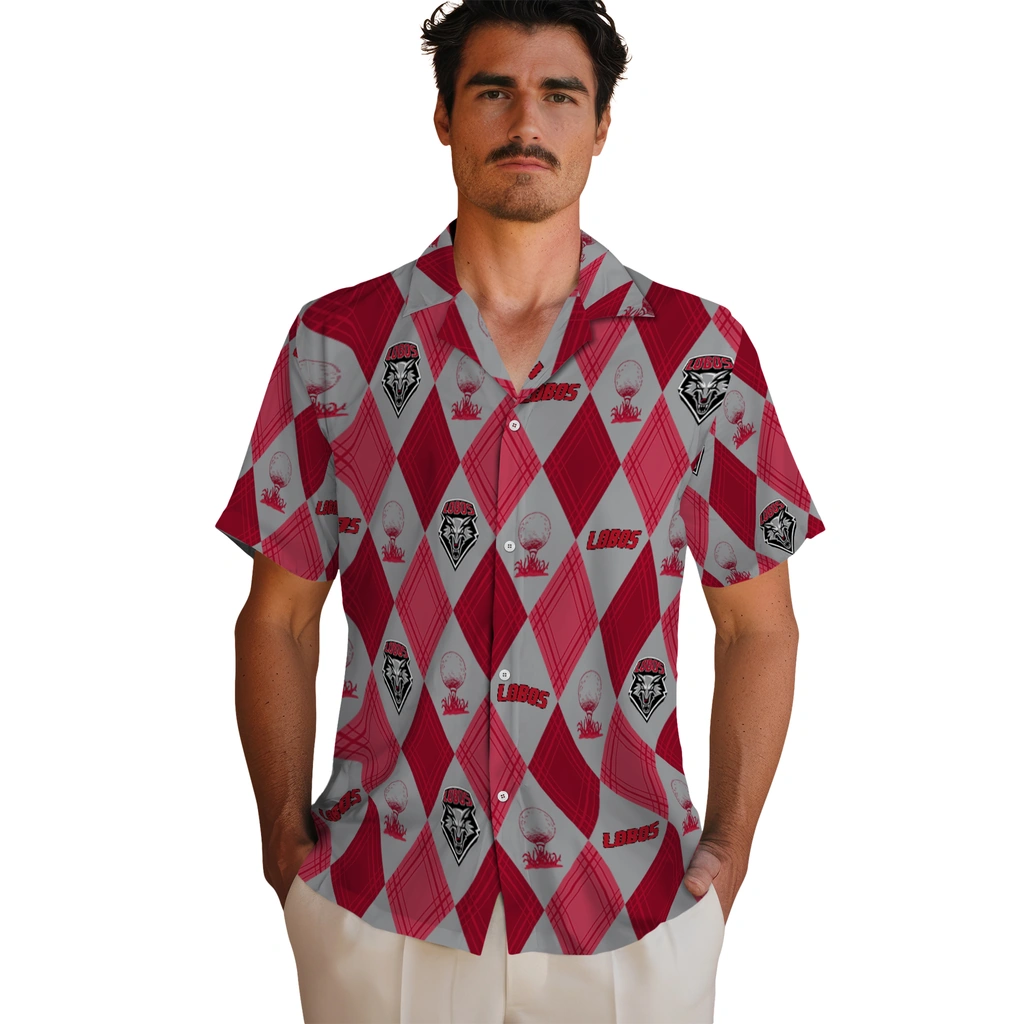 New Mexico Lobos Hawaiian Shirt - Golfing Plaid new mexico lobos balloon plaid red hawaiian shirts fashion forward