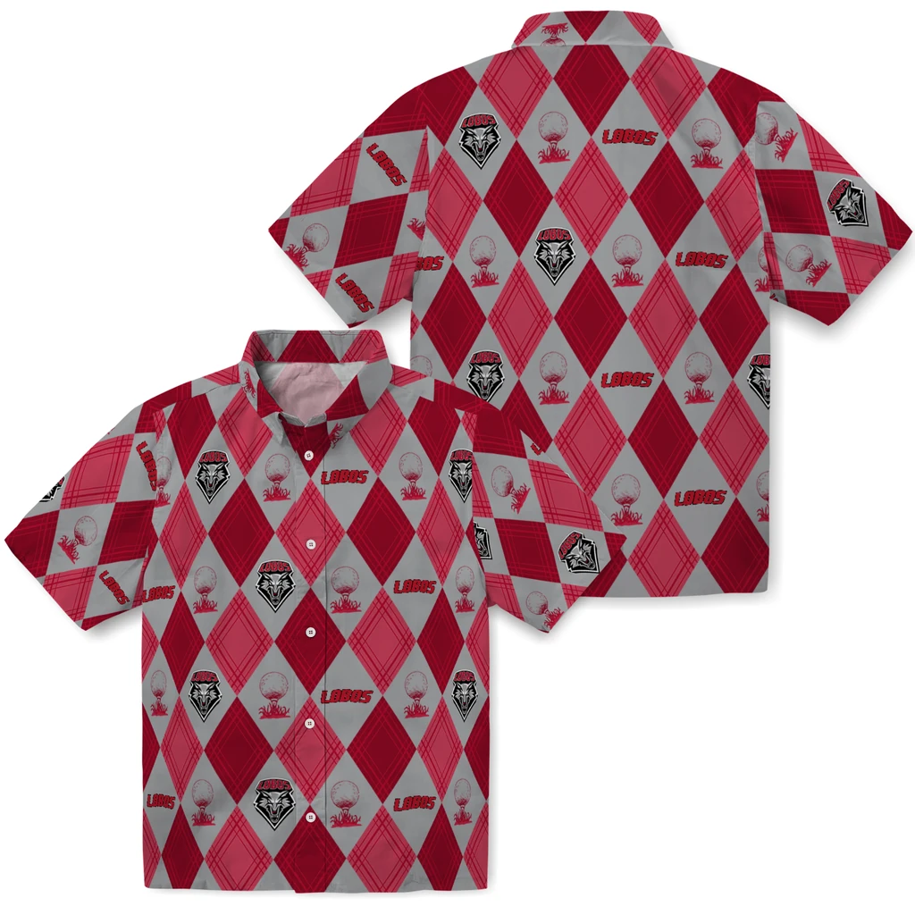 New Mexico Lobos Hawaiian Shirt - Golfing Plaid new mexico lobos balloon plaid red hawaiian shirts high quality