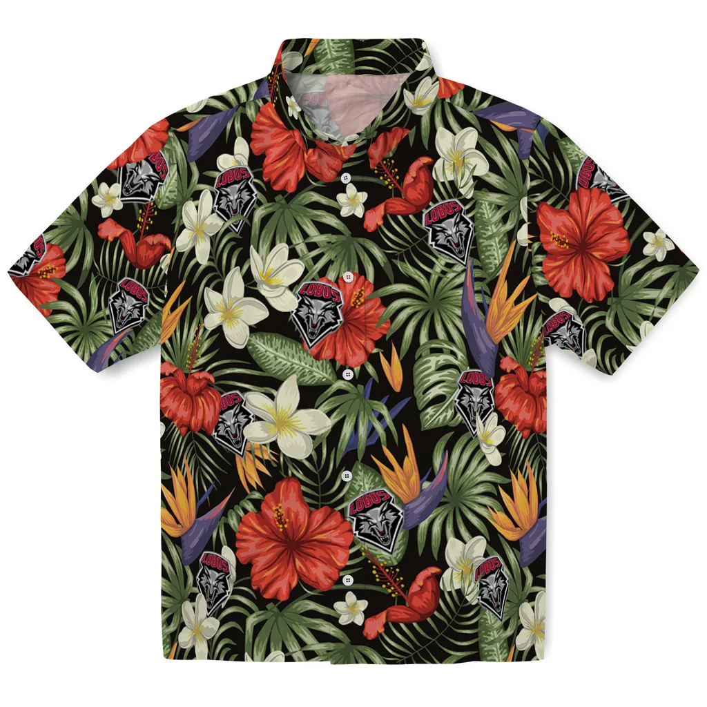New Mexico Lobos Hawaiian Shirt - Hawaii Floral Hibiscus new mexico lobos hibiscus bird hawaiian shirts best selling
