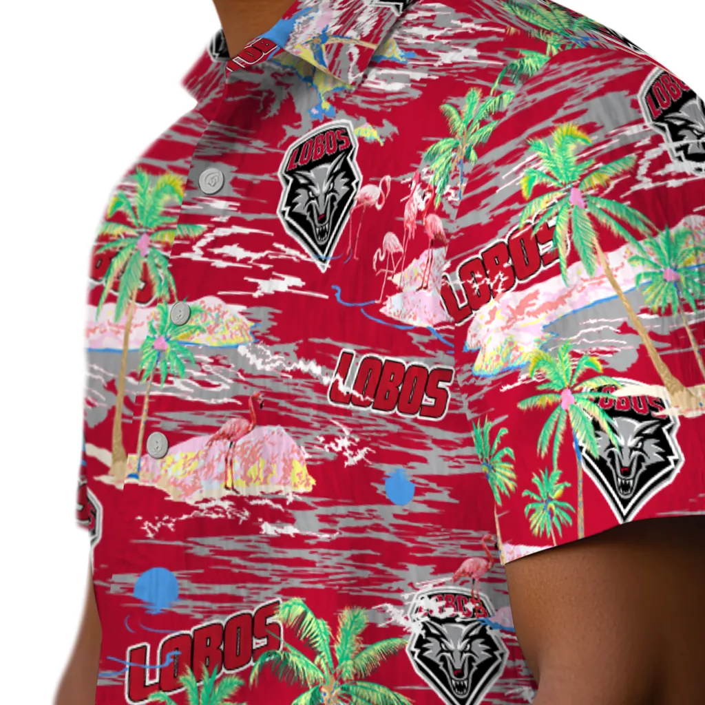 New Mexico Lobos Hawaiian Shirt - Hawaii Island new mexico lobos flamingo retreat red hawaiian shirts trendy