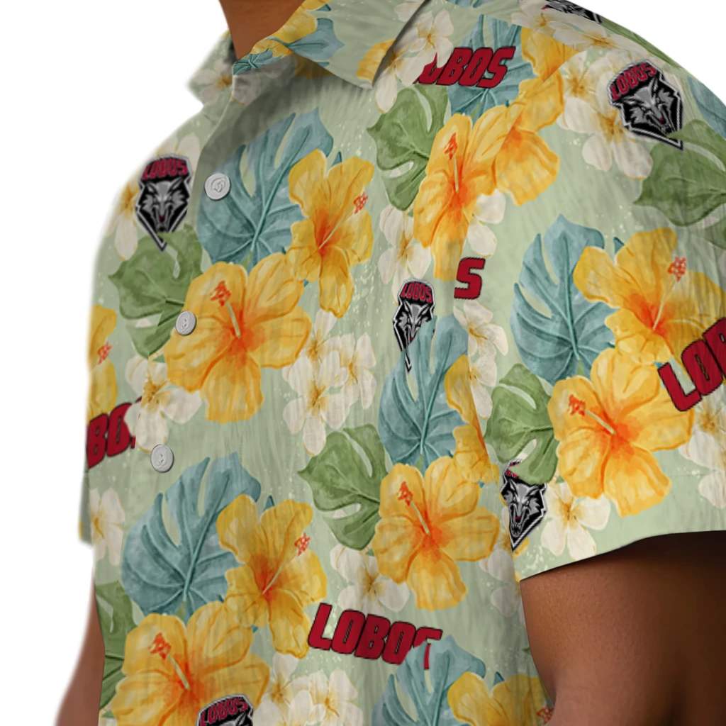 New Mexico Lobos Hawaiian Shirt - Hibiscus Mood new mexico lobos hibiscus mood pale lime yellow hawaiian shirts trendy