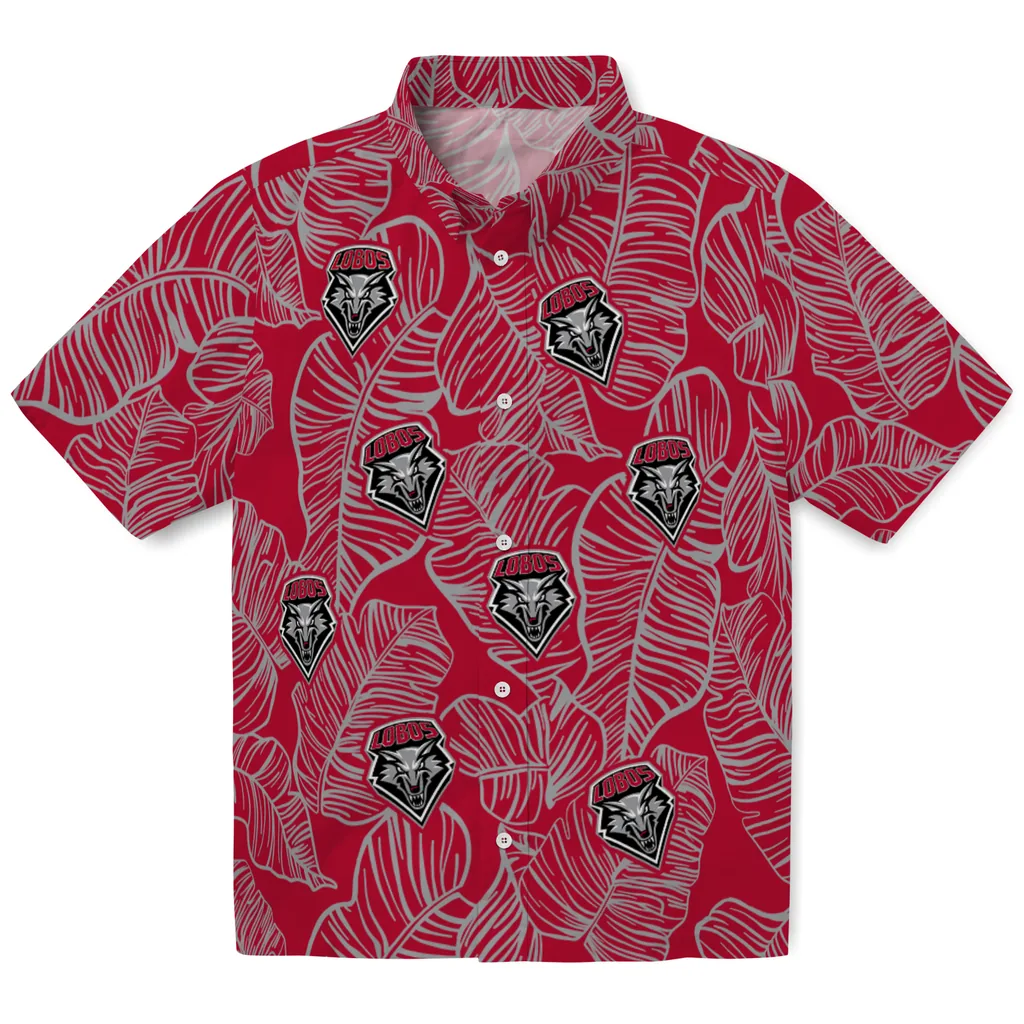 New Mexico Lobos Hawaiian Shirt - Leaf Outline new mexico lobos leaf outline red hawaiian shirts best selling