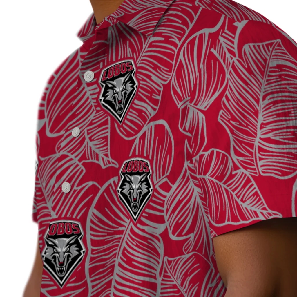 New Mexico Lobos Hawaiian Shirt - Leaf Outline new mexico lobos leaf outline red hawaiian shirts trendy