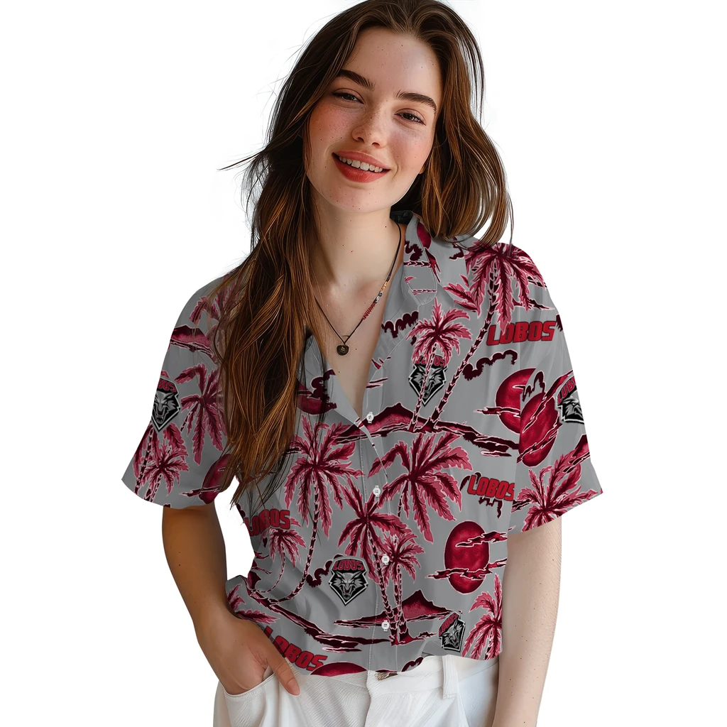 New Mexico Lobos Hawaiian Shirt - Palm Sunset new mexico lobos palm sunset hawaiian shirts latest model