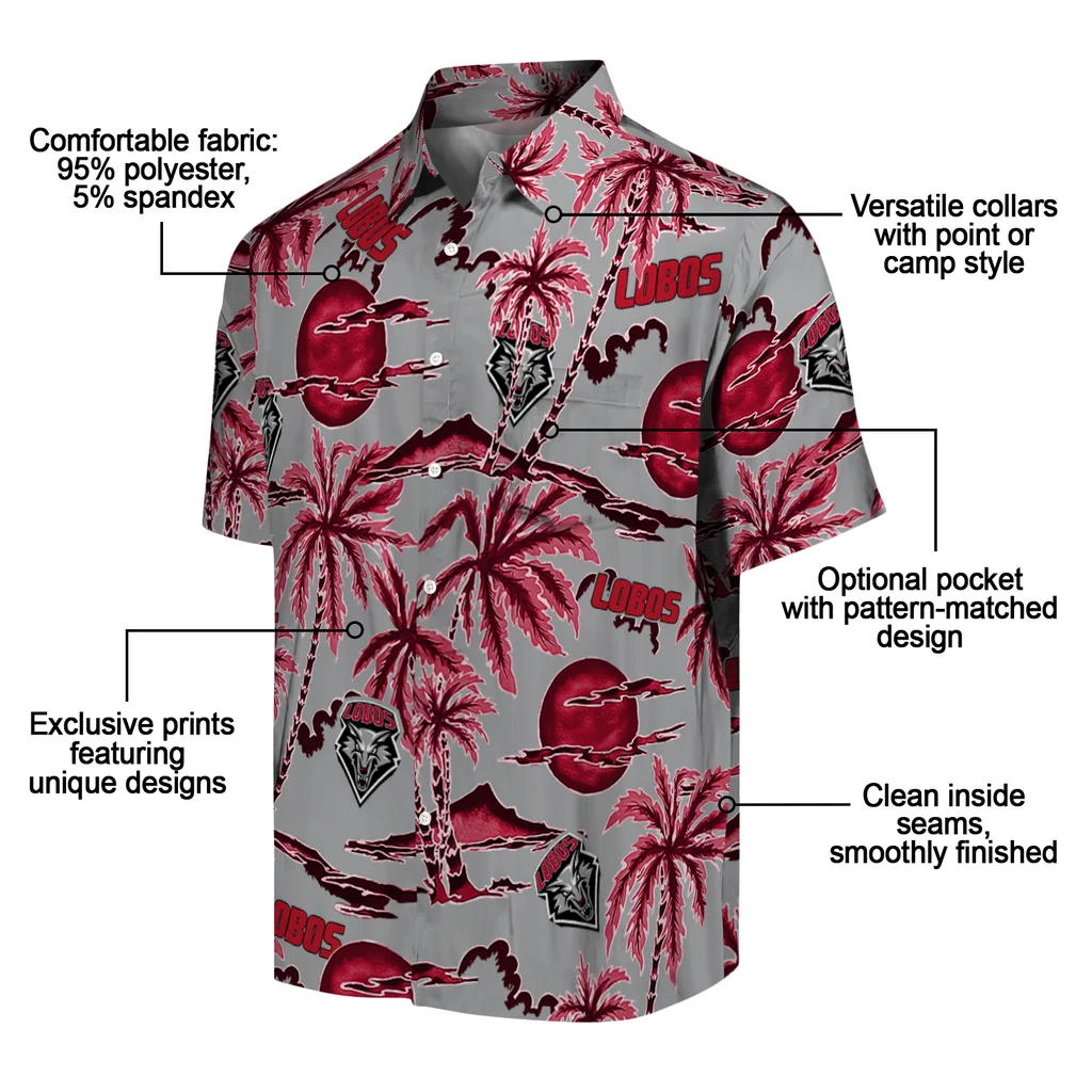 New Mexico Lobos Hawaiian Shirt - Palm Sunset new mexico lobos palm sunset hawaiian shirts new arrival