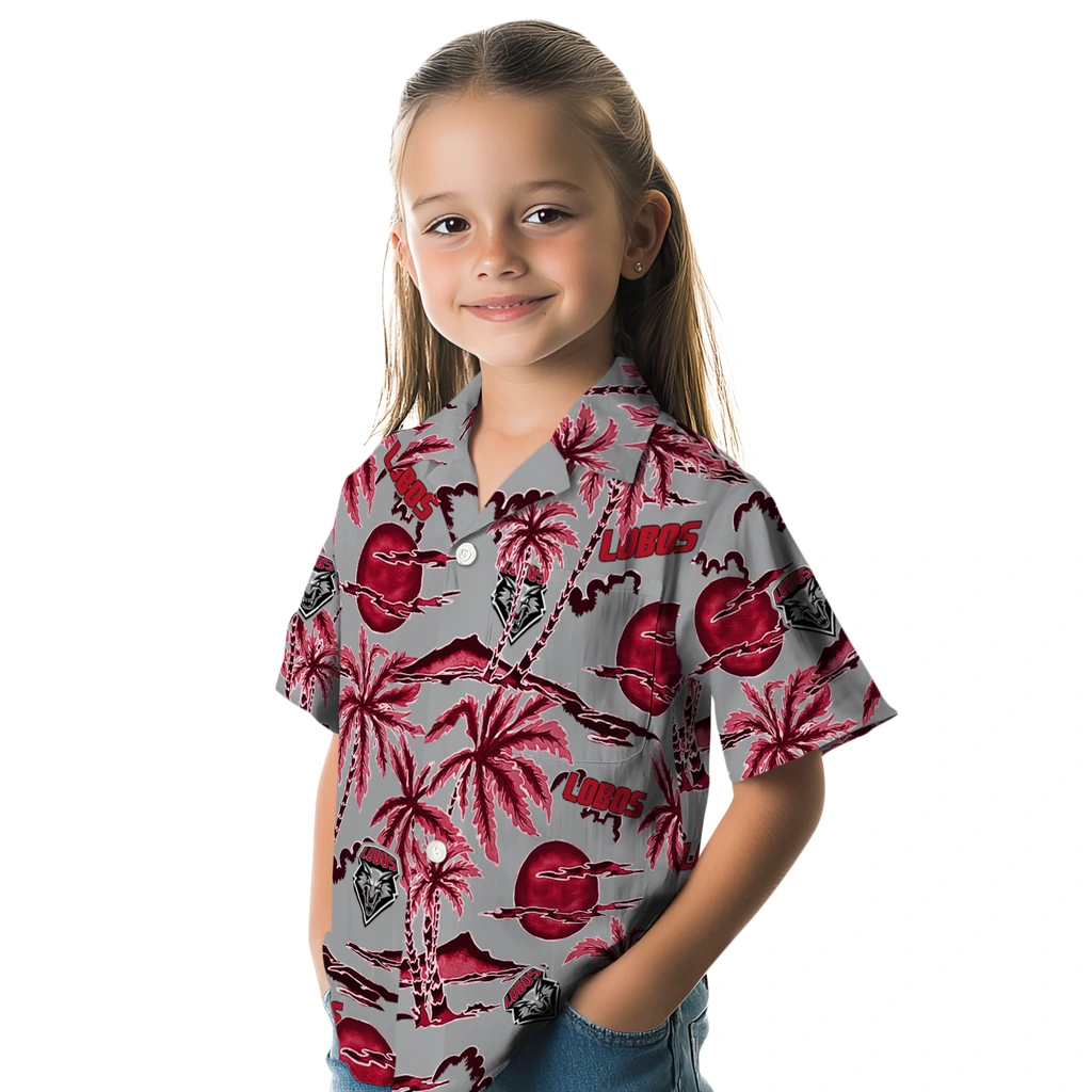New Mexico Lobos Hawaiian Shirt - Palm Sunset new mexico lobos palm sunset hawaiian shirts premium grade