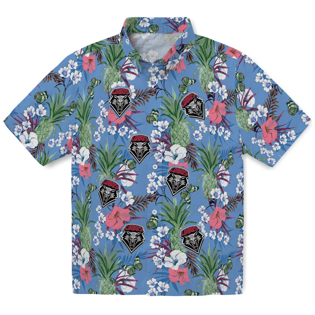 New Mexico Lobos Hawaiian Shirt - Pineapple Bouquet new mexico lobos pineapple bouquet best sky blue hawaiian shirts best selling