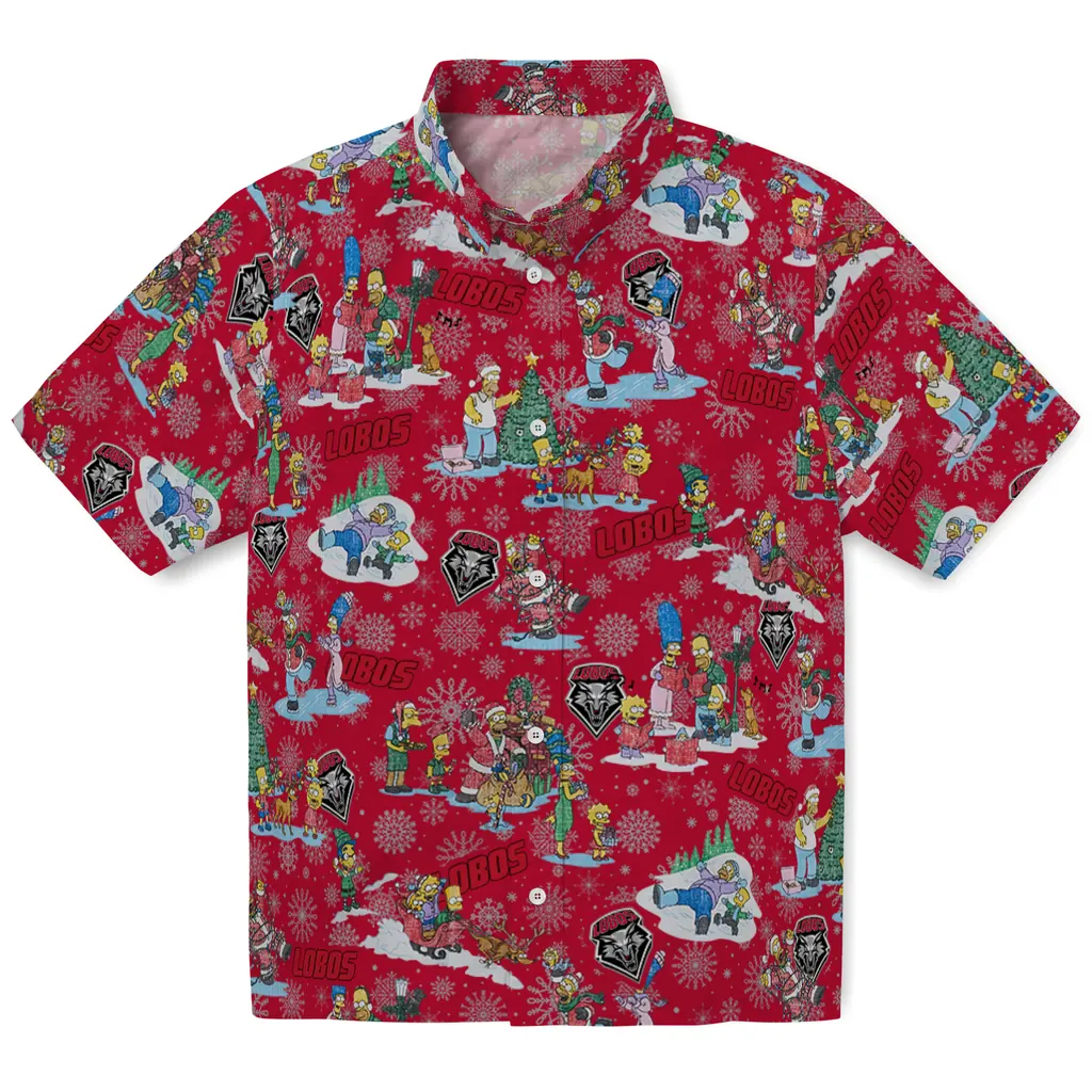 New Mexico Lobos Hawaiian Shirt - Simpsons Christmas new mexico lobos simpsons christmas red hawaiian shirts best selling