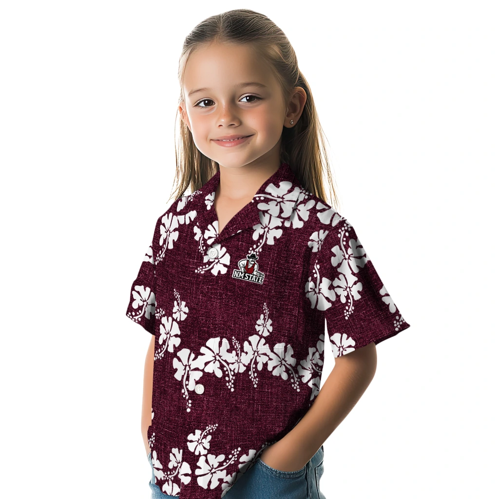 New Mexico State Aggies Hawaiian Shirt - 50th State Flower new mexico state aggies hibiscus petals crimson hawaiian shirts premium grade