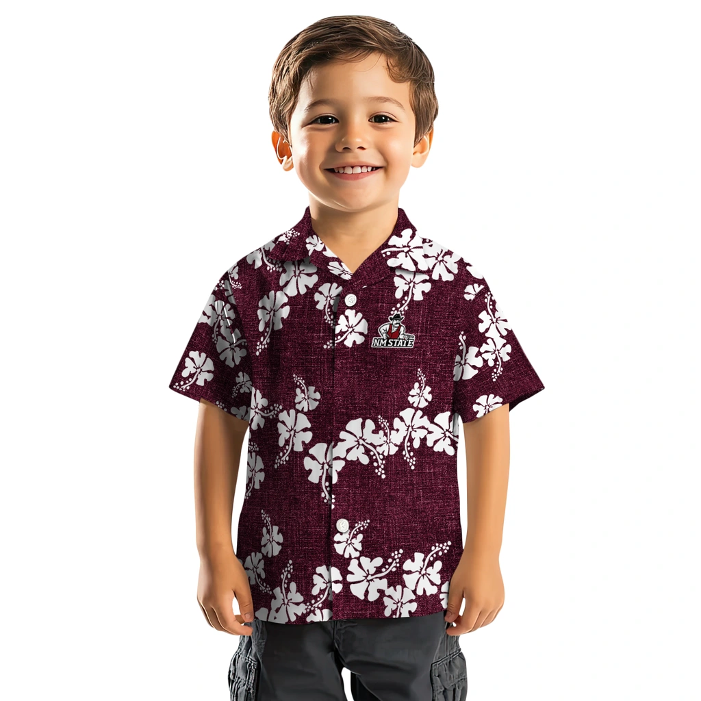 New Mexico State Aggies Hawaiian Shirt - 50th State Flower new mexico state aggies hibiscus petals crimson hawaiian shirts top rated