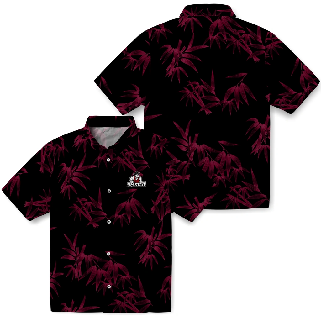 New Mexico State Aggies Hawaiian Shirt - Bamboo Branches new mexico state aggies bamboo branches crimson black hawaiian shirts high quality