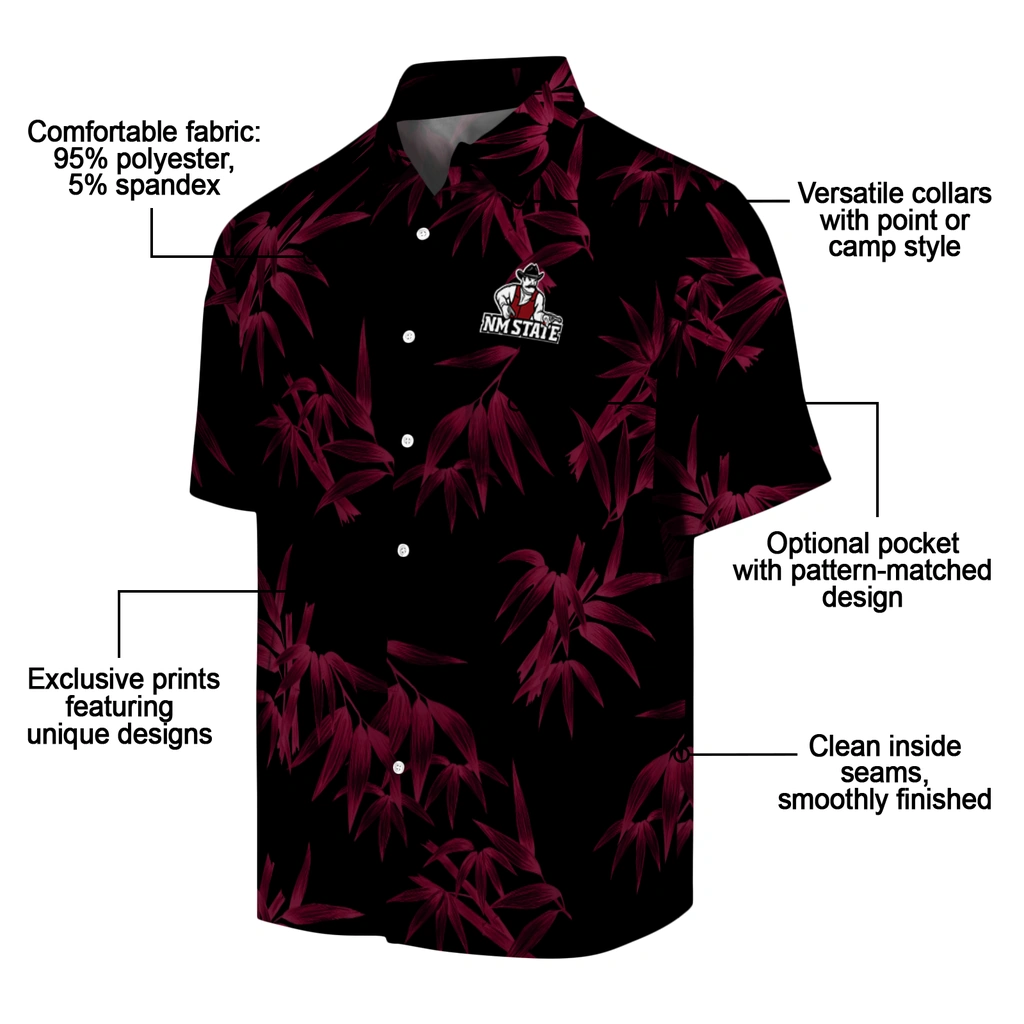 New Mexico State Aggies Hawaiian Shirt - Bamboo Branches new mexico state aggies bamboo branches crimson black hawaiian shirts new arrival