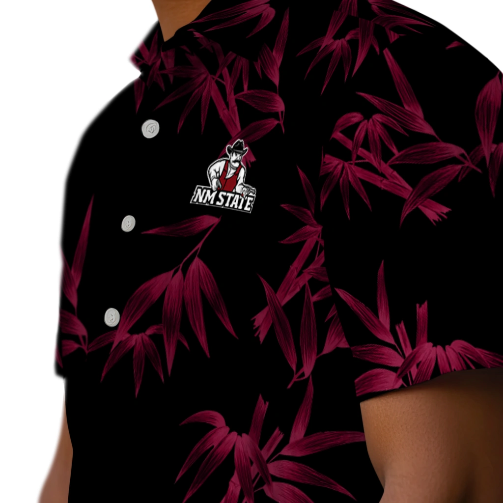 New Mexico State Aggies Hawaiian Shirt - Bamboo Branches new mexico state aggies bamboo branches crimson black hawaiian shirts trendy