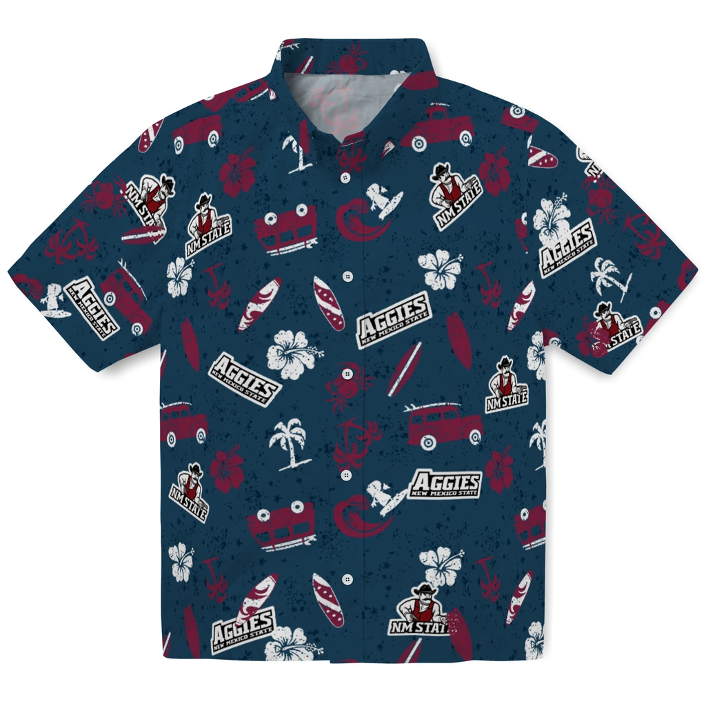 New Mexico State Aggies Hawaiian Shirt - Beach Vibe new mexico state aggies beach vibe navy hawaiian shirts best selling