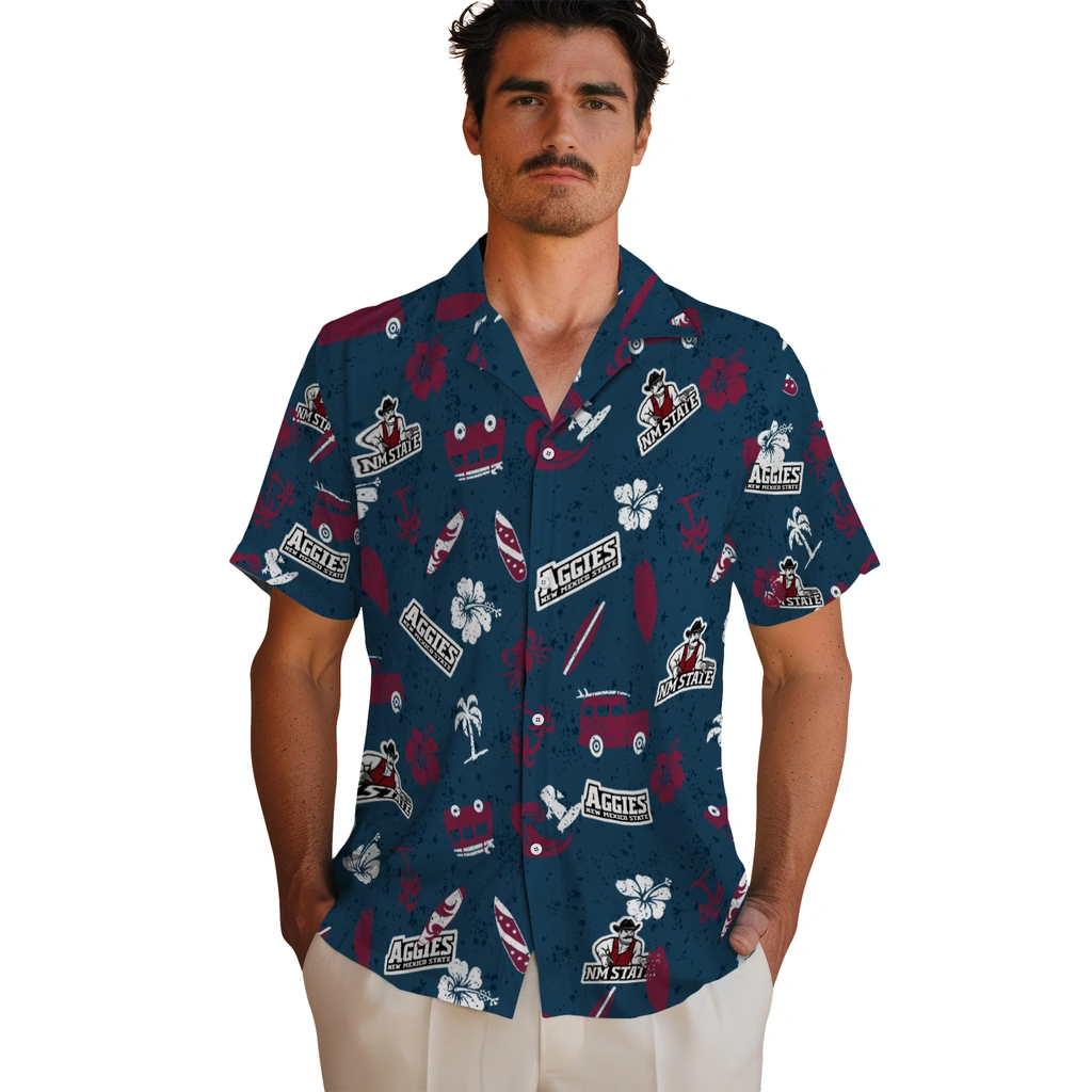 New Mexico State Aggies Hawaiian Shirt - Beach Vibe new mexico state aggies beach vibe navy hawaiian shirts fashion forward