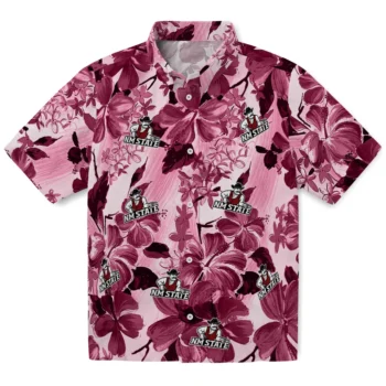 new mexico state aggies hibiscus arrangement crimson hawaiian shirts best selling