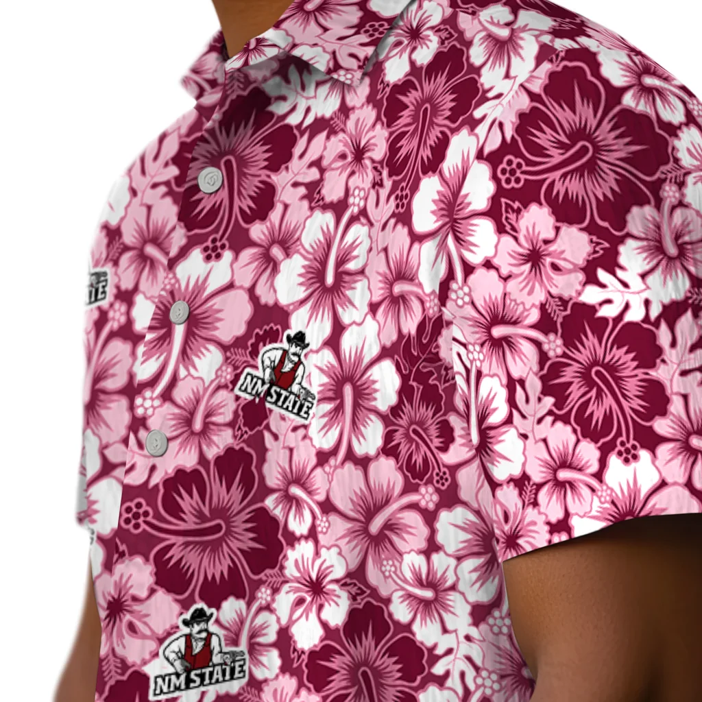 New Mexico State Aggies Hawaiian Shirt - Hibiscus Blooms new mexico state aggies hibiscus blooms crimson hawaiian shirts trendy