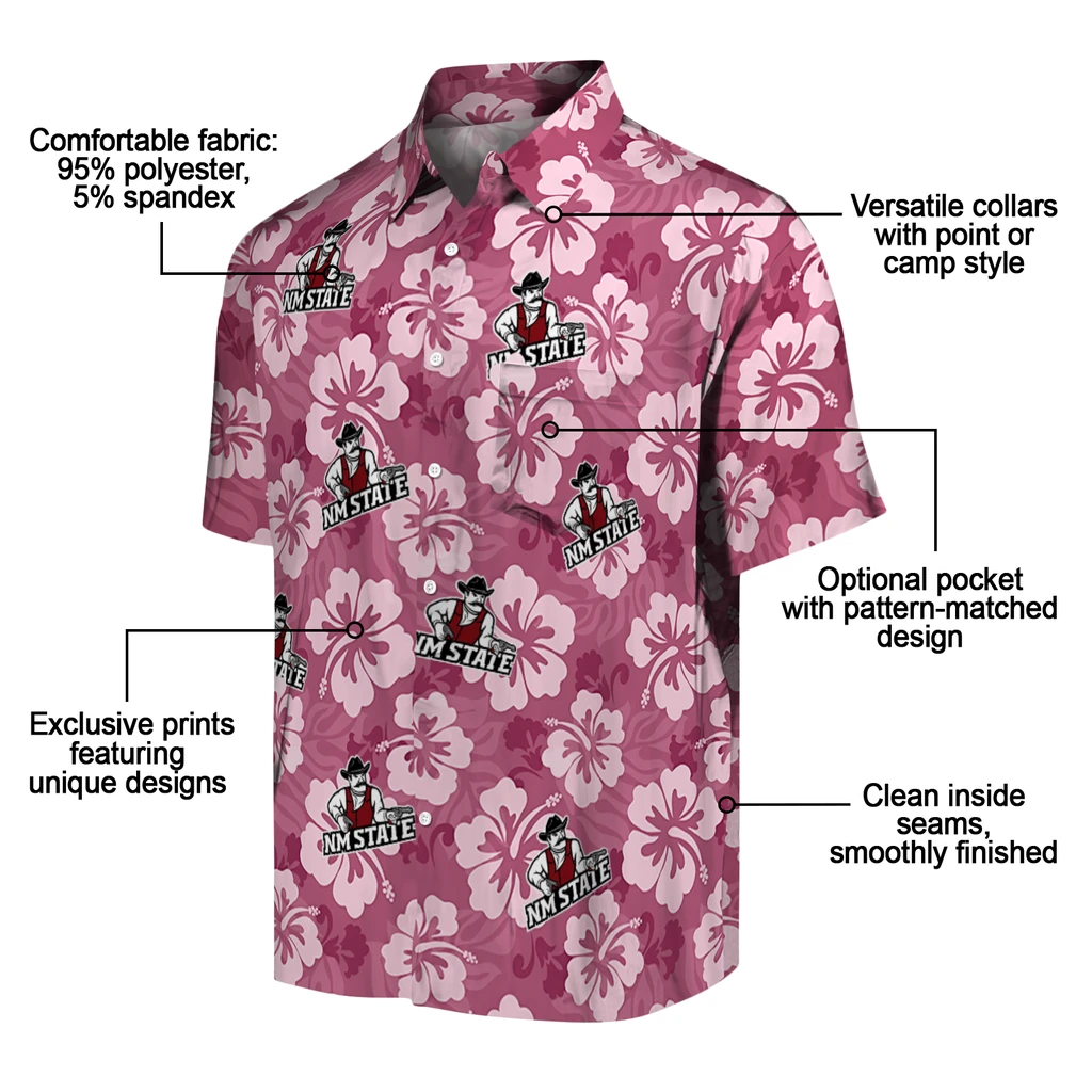 New Mexico State Aggies Hawaiian Shirt - Hibiscus Cluster new mexico state aggies hibiscus cluster crimson hawaiian shirts new arrival