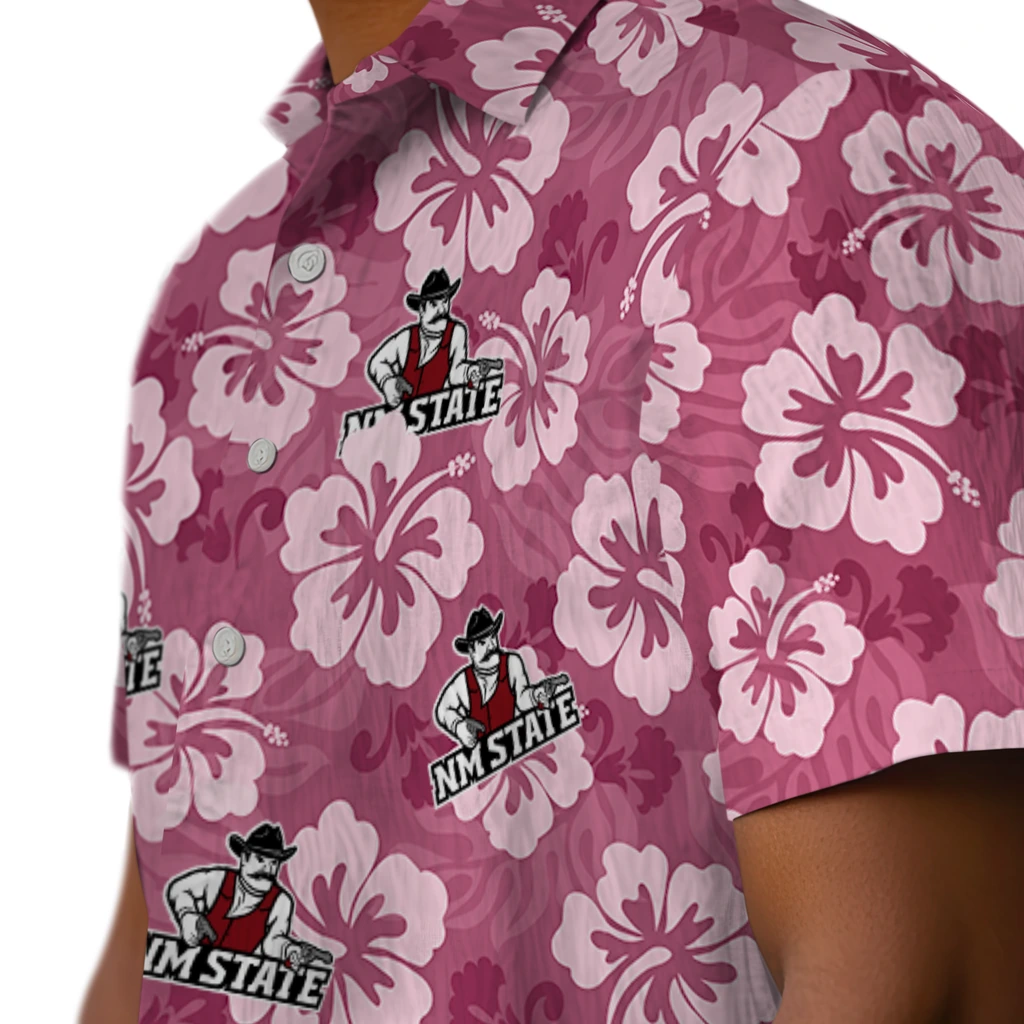 New Mexico State Aggies Hawaiian Shirt - Hibiscus Cluster new mexico state aggies hibiscus cluster crimson hawaiian shirts trendy