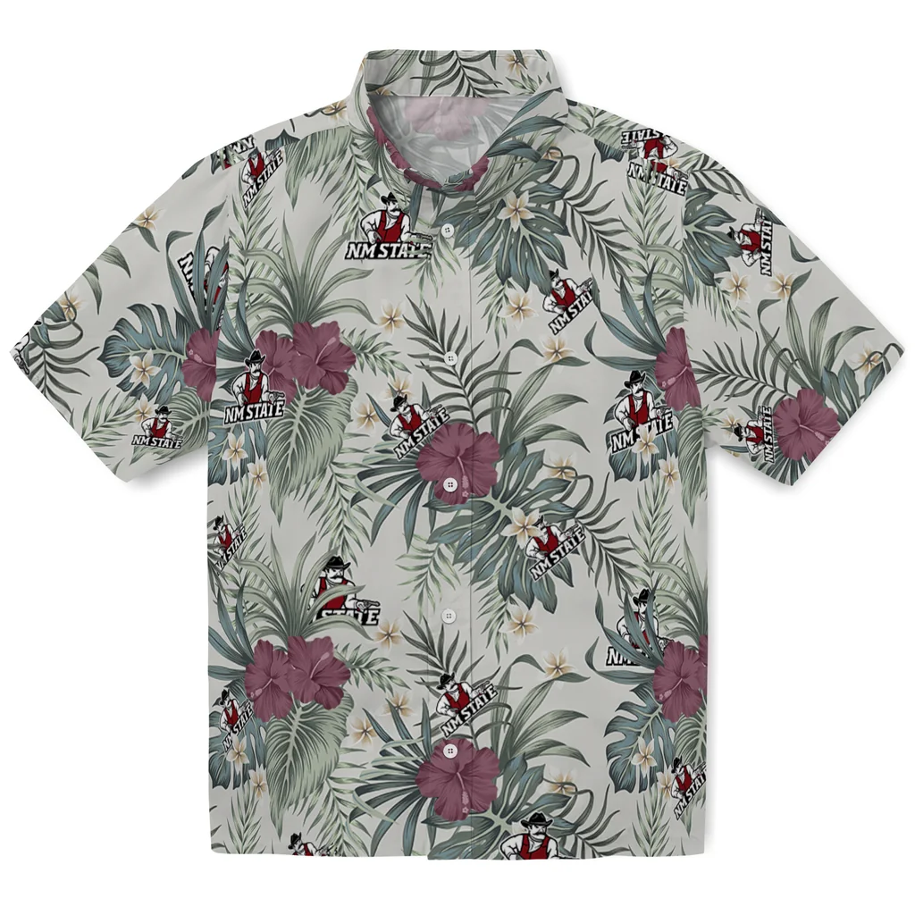 New Mexico State Aggies Hawaiian Shirt - Hibiscus Designs new mexico state aggies hibiscus designs beige hawaiian shirts best selling