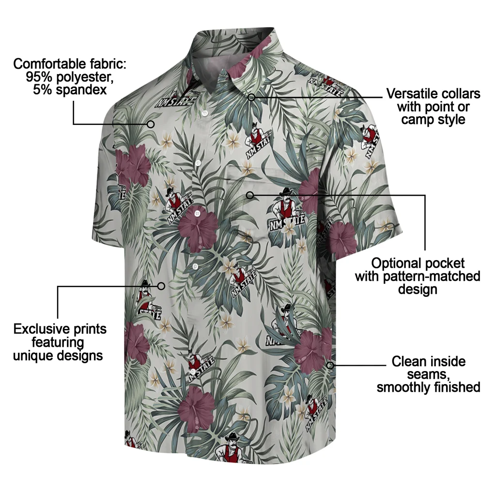 New Mexico State Aggies Hawaiian Shirt - Hibiscus Designs new mexico state aggies hibiscus designs beige hawaiian shirts new arrival