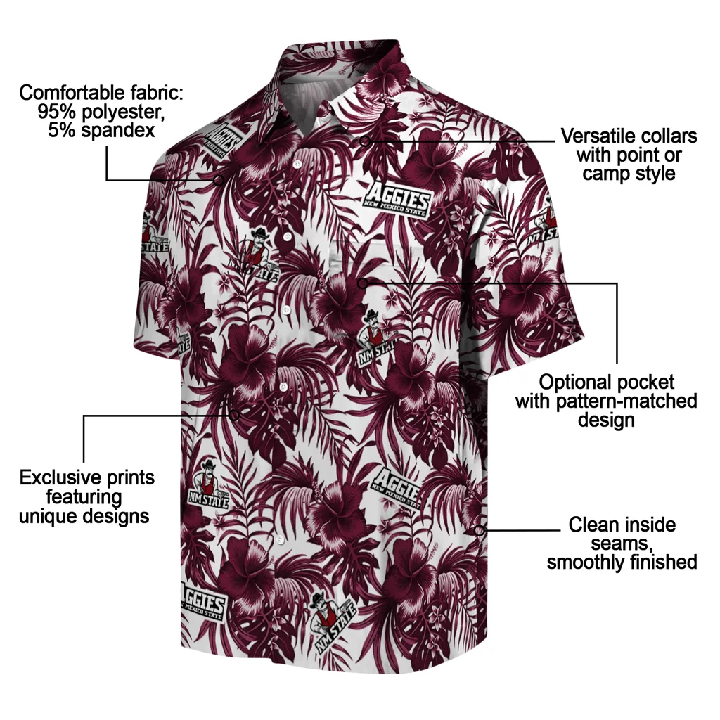 New Mexico State Aggies Hawaiian Shirt - Hibiscus Exotic new mexico state aggies hibiscus exotic crimson hawaiian shirts new arrival