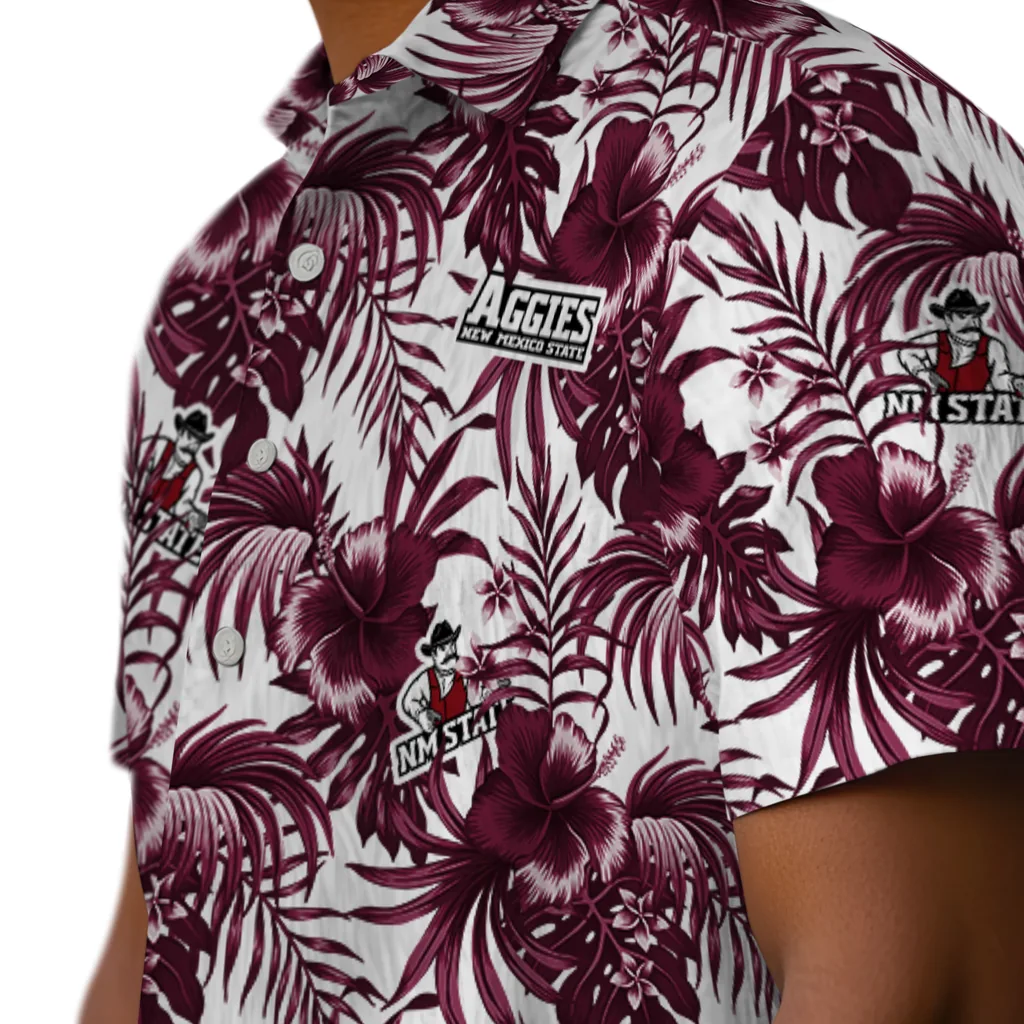 New Mexico State Aggies Hawaiian Shirt - Hibiscus Exotic new mexico state aggies hibiscus exotic crimson hawaiian shirts trendy