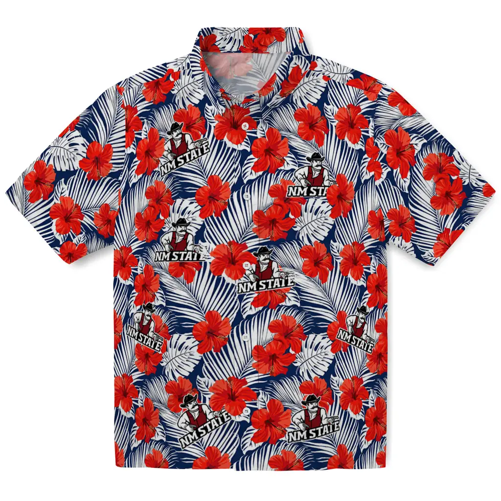 New Mexico State Aggies Hawaiian Shirt - Hibiscus Fiesta new mexico state aggies hibiscus fiesta red royal blue hawaiian shirts best selling