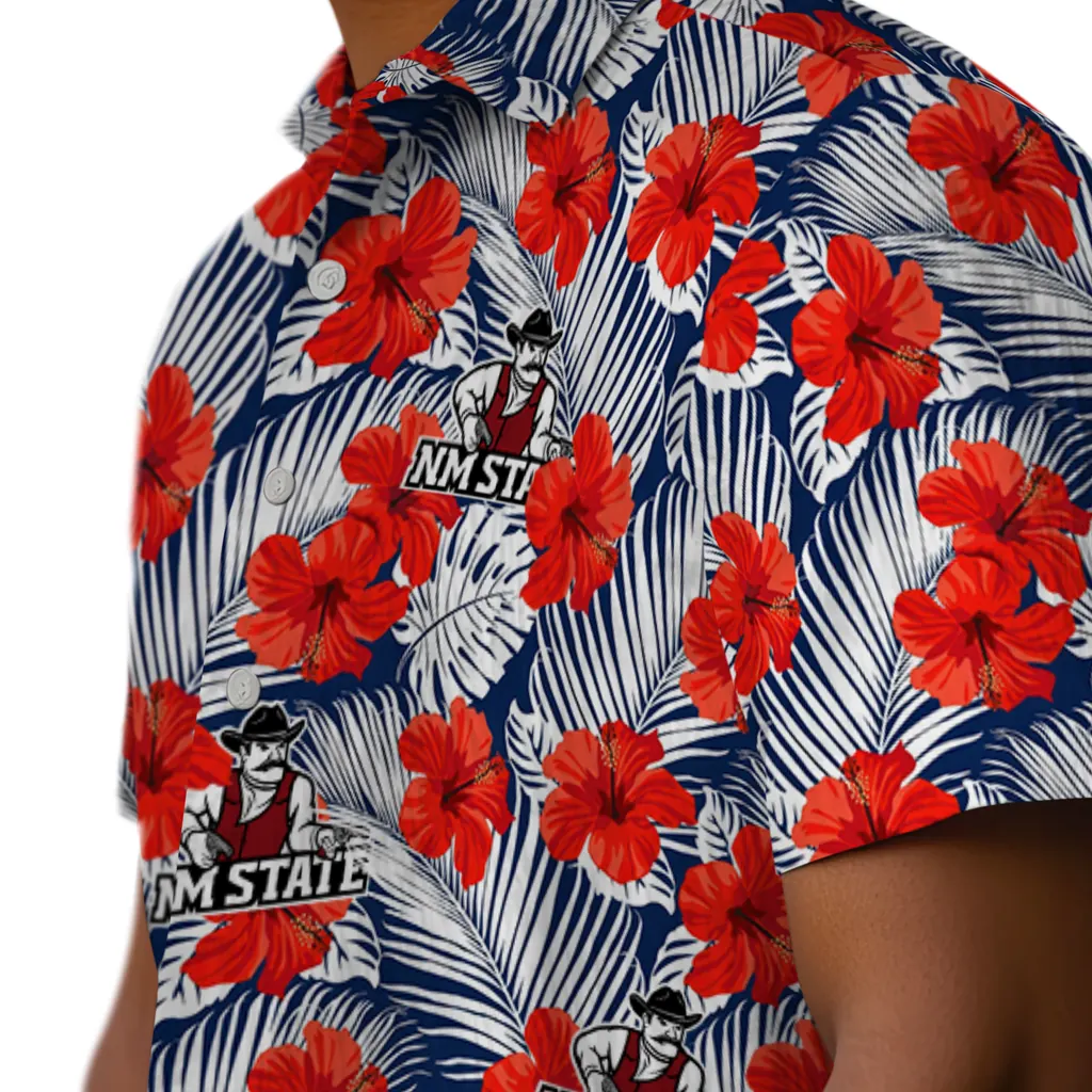 New Mexico State Aggies Hawaiian Shirt - Hibiscus Fiesta new mexico state aggies hibiscus fiesta red royal blue hawaiian shirts trendy