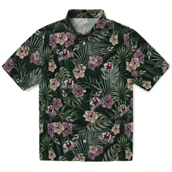 new mexico state aggies hibiscus leaves pattern green hawaiian shirts best selling
