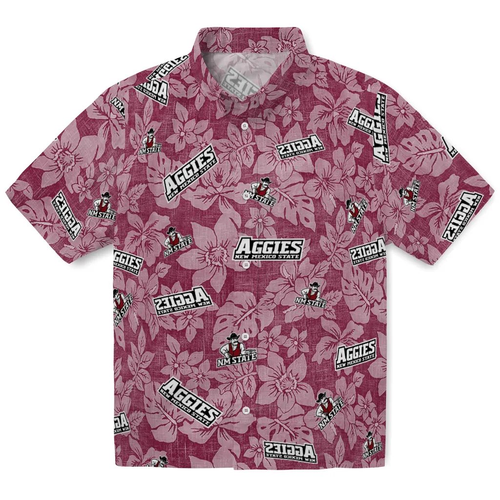 New Mexico State Aggies Hawaiian Shirt - Hibiscus Oasis new mexico state aggies hibiscus oasis crimson hawaiian shirts best selling