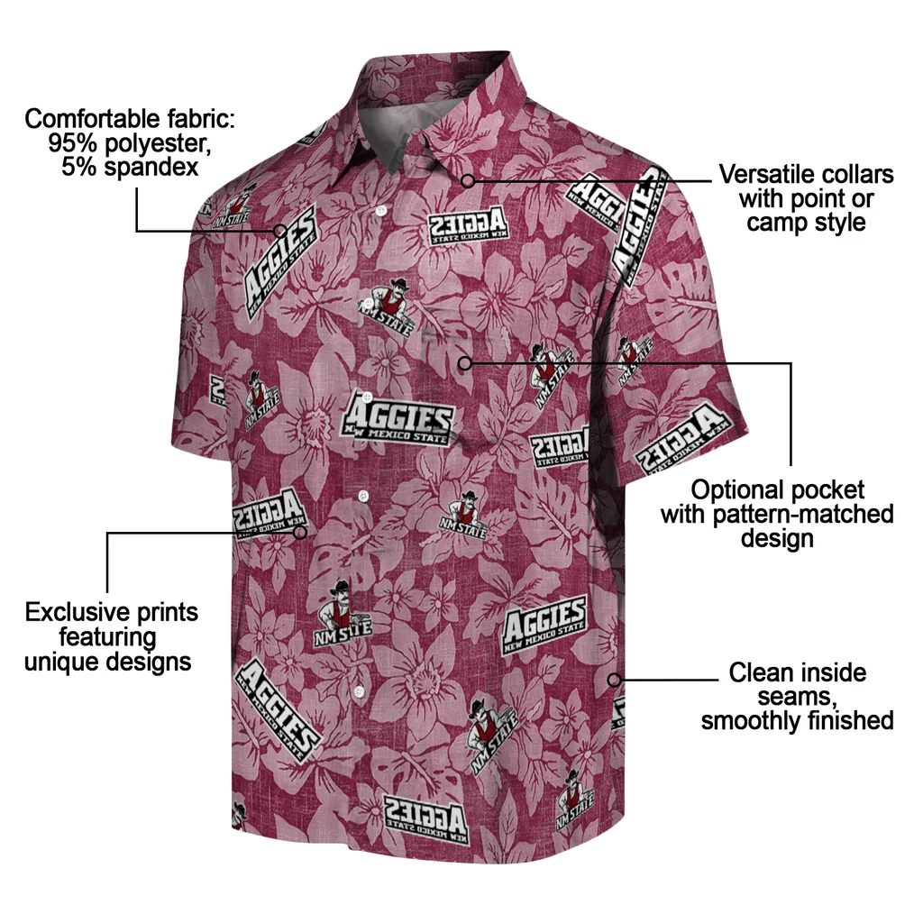 New Mexico State Aggies Hawaiian Shirt - Hibiscus Oasis new mexico state aggies hibiscus oasis crimson hawaiian shirts new arrival