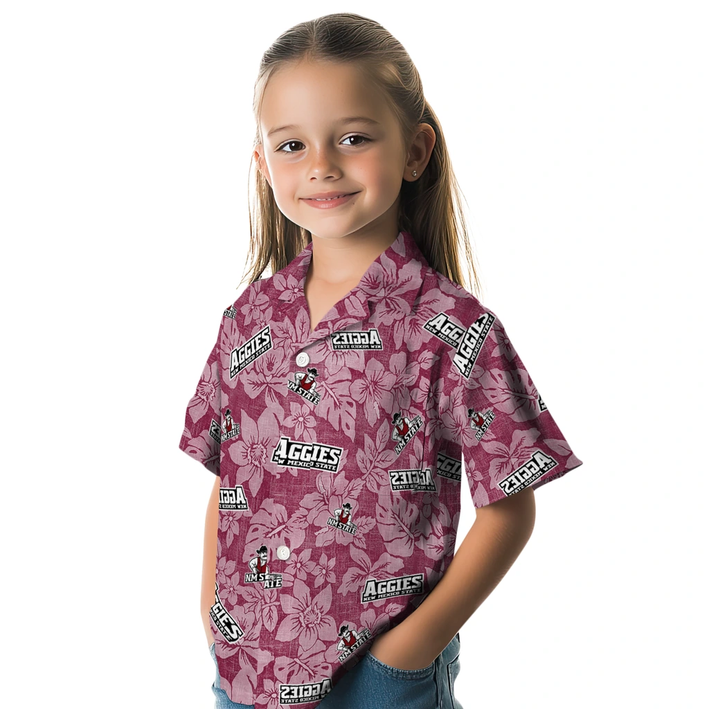 New Mexico State Aggies Hawaiian Shirt - Hibiscus Oasis new mexico state aggies hibiscus oasis crimson hawaiian shirts premium grade